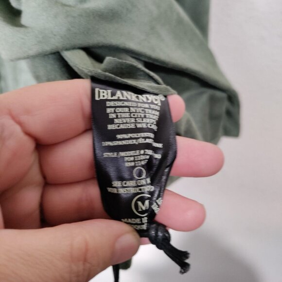 Blank NYC Womens Bagatelle Faux Suede Drape Front Jacket Winter Olive Green SZ M - Picture 5 of 8